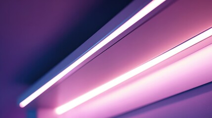 Poster - A close-up shot of a glowing neon strip on a wall, perfect for use in futuristic or sci-fi themed designs
