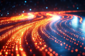 Poster - a blurred photo of a spiral shape made up of bright lights, often used as a background or for futuri