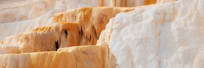 Wall Mural - A large rock formation with a yellow and white color scheme. The yellow and white colors give the image a warm and inviting mood