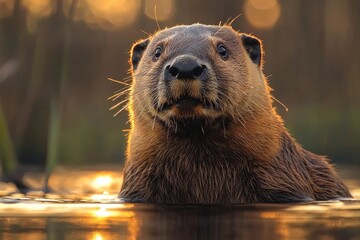 underwater shot of a brown animal swimming or resting in the water