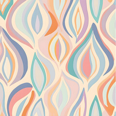 Poster - Colorful abstract pattern featuring leaf shapes and vibrant pastel hues in a playful design. Generative AI