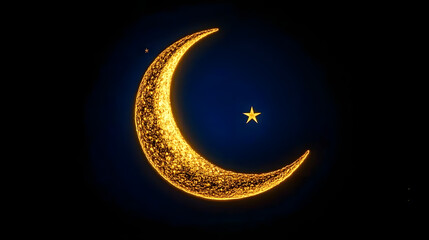 Wall Mural - crescent moon and star in ramadan silhouette