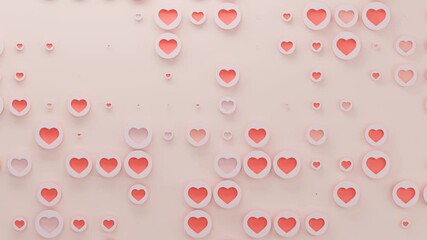 Poster - Looping 3d animation of an abstract romantic background made of a variety of colorful hearts changing size. 3d Animation for Valentine's Day, symbols of love and harmony, Valentine's Day