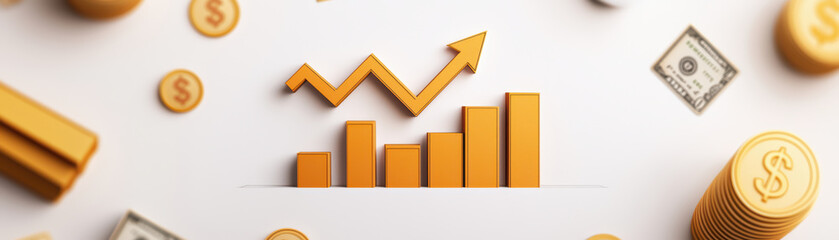 Poster - Growing financial trends with coins and dollar bills