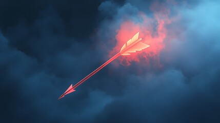Wall Mural - a glowing arrow piercing through dark, cloudy skies, symbolizing direction or focus.