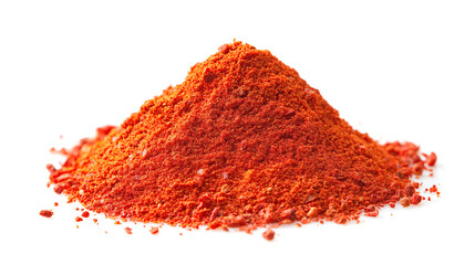 Wall Mural - side view on one single ground smoked paprika powder pile heap isolated on white background
