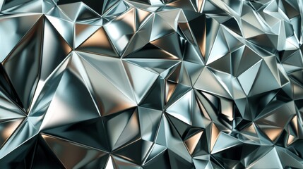 Poster - metallic low poly triangular facets are forming an abstract modern background, ideal for wallpapers