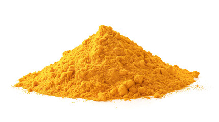 Wall Mural - side view on one single ground turmeric or curcuma powder pile heap isolated on white background