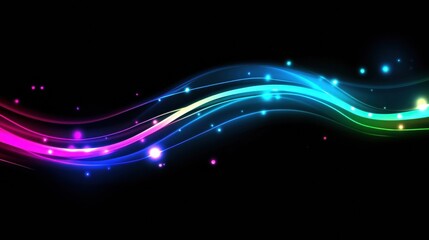 Poster - Glowing neon lines create an abstract art piece with vivid colors against a dark background. Generative AI