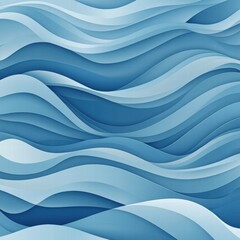 Poster - Seamless wave pattern in shades of blue creates a calming effect for design and artistic applications. Generative AI