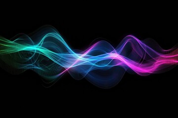 Poster - Glowing neon lines dance across a dark background creating a mesmerizing abstract display of light and color. Generative AI