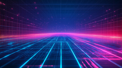 Aufkleber - Dynamic tech-inspired geometric background with neon lights. Ideal for digital content, modern websites, and tech branding materials.
