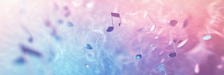 Aufkleber - Floating 3D music notes creating a vibrant visual atmosphere in a colorful abstract setting. Generative AI