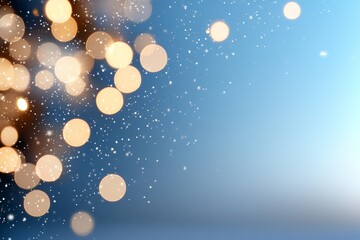 Poster - Beautiful Shimmering Bokeh Lights Create a Magical Atmosphere Against a Soft Blue Backdrop During Evening Celebrations