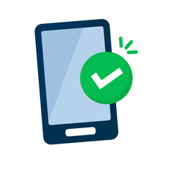 Poster - Pop check mark and smartphone icon. Vector.