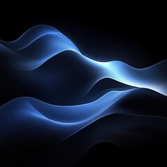 Poster - abstract blue gradient waves on dark background. dynamic flowing lines create modern, luxurious visu