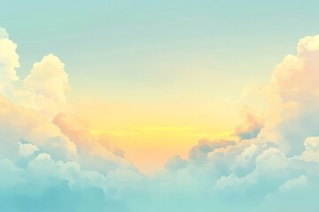 Poster - Soft Pastel Clouds Light up the Sky During a Serene Sunset Over the Horizon, Creating a Tranquil Atmosphere at Twilight