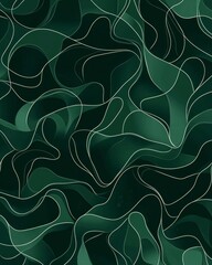 Aufkleber - Elegant Abstract Pattern Featuring Flowing Lines and Shapes in Rich Green Tones Ideal for Backgrounds and Design Projects
