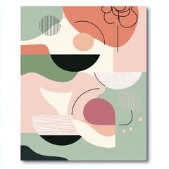 Poster - Abstract Composition Featuring Geometric Shapes and Soft Colors on a Minimalist Design Canvas