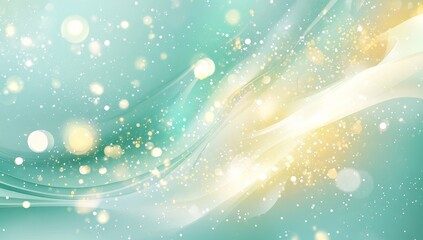 Poster - Waves of Shimmering Light Create a Vibrant Atmosphere With Golden and Teal Colors in an Abstract Display of Artistry