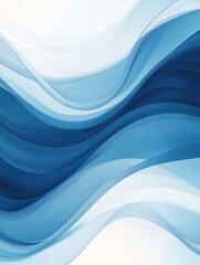 Poster - Seamless wave pattern in blue and white hues creating a calming, fluid design for interior or digital use. Generative AI