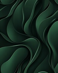 Aufkleber - Elegant Dark Green Abstract Waves Create a Soothing and Dynamic Texture, Perfect for Backgrounds or Design Elements in Contemporary Art