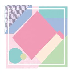 Poster - Abstract Geometric Composition Featuring Pastel Colors and Shapes in a Harmonious Arrangement With a Subtle Grid Pattern