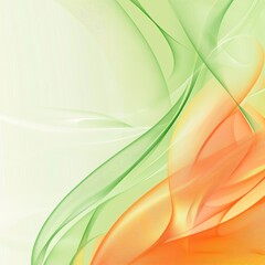Poster - Colorful Abstract Design Featuring Soft Green and Orange Waves Flowing Gracefully on a Light Background, Creating a Sense of Movement and Tranquility in Digital Art