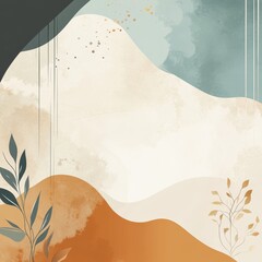 Aufkleber - Abstract Landscape Art Featuring Soft Colors and Organic Shapes in a Modern Design Ideal for Home Decor and Creative Spaces