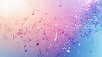 Aufkleber - Floating 3D music notes creating a vibrant atmosphere in a colorful artistic representation. Generative AI