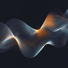 Poster - Dynamic Wave Patterns With Glowing Accents in a Dark Background Highlight Visual Harmony and Motion