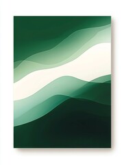 Poster - Abstract Green Waves With a White Stripe Create a Calming Visual Effect in a Minimalist Design Suitable for Modern Decor
