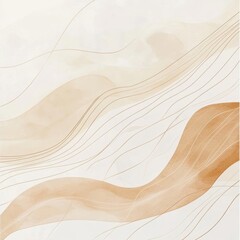 Poster - Abstract Waves Create a Calm and Soothing Atmosphere With Soft Beige Tones and Flowing Lines for Modern Interior Decor