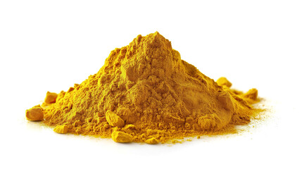 Wall Mural - side view on one single ground chicken curry mix powder pile heap isolated on white background