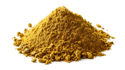 Wall Mural - side view on one single ground chicken curry mix powder pile heap isolated on white background