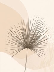 Poster - Stylized Depiction of a Palm Leaf Against a Soft Abstract Background Highlighting Natural Textures and Colors