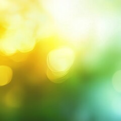Poster - Abstract Blur of Bright Lights in a Natural Setting During Daytime Portraying a Serene and Peaceful Atmosphere With Warm Hues of Yellow and Green