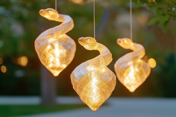 Poster - Elegant snake lantern display at night festival outdoor event cultural celebration illuminated ambiance eye-catching concept