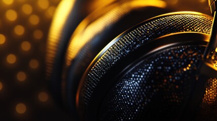 Poster - Close up view of stylish headphones showcasing premium texture and design in a bright environment. Generative AI