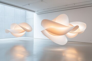 Poster - Dynamic snake-inspired modern art installation contemporary gallery art exhibition minimalist space aesthetic viewpoint creativity exploration