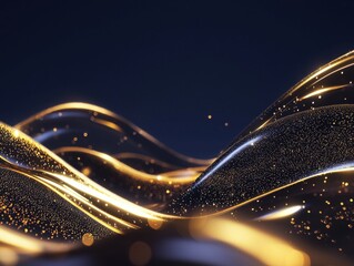 Poster - Flowing waves of golden light abstract art digital art imaginative environment high-resolution viewpoint horoscope concept