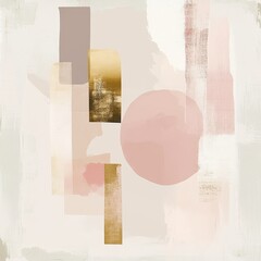 Poster - Modern Abstract Artwork Featuring Soft Colors and Geometric Shapes in a Balanced Composition Perfect for Contemporary Interior Design