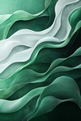 Poster - Soft Green and White Fabric Waves Creating an Abstract Texture With Flowing Patterns
