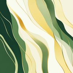 Poster - Vibrant Abstract Design Featuring Flowing Green and Yellow Waves in a Harmonious Pattern Suitable for Modern Decor and Artistic Applications