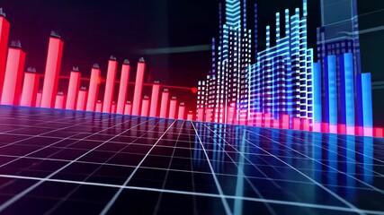 Aufkleber - Exploration of vibrant digital landscapes showcasing data visualization in a high-tech environment