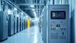 © Vadym - Modern smart grid power distribution center. Advanced control panels. Industrial style facility. Rows of tech equipment. Ample white space. Cutting edge tech. High quality photo. Interior shot. Power