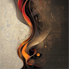 Poster - Abstract Design Featuring Flowing Lines and Warm Colors, Blending Into a Textured Dark Background