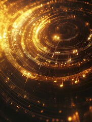 Aufkleber - Exploration of luminous 3D music notes swirling in golden patterns. Generative AI