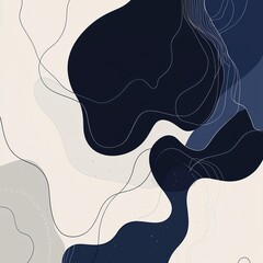 Aufkleber - Abstract Composition Featuring Fluid Shapes and Contrasting Colors in a Modern Artistic Design