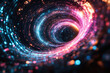 © hkjdesign - A mesmerizing digital vortex of vibrant pink and blue light trails into a dark, starry abyss.